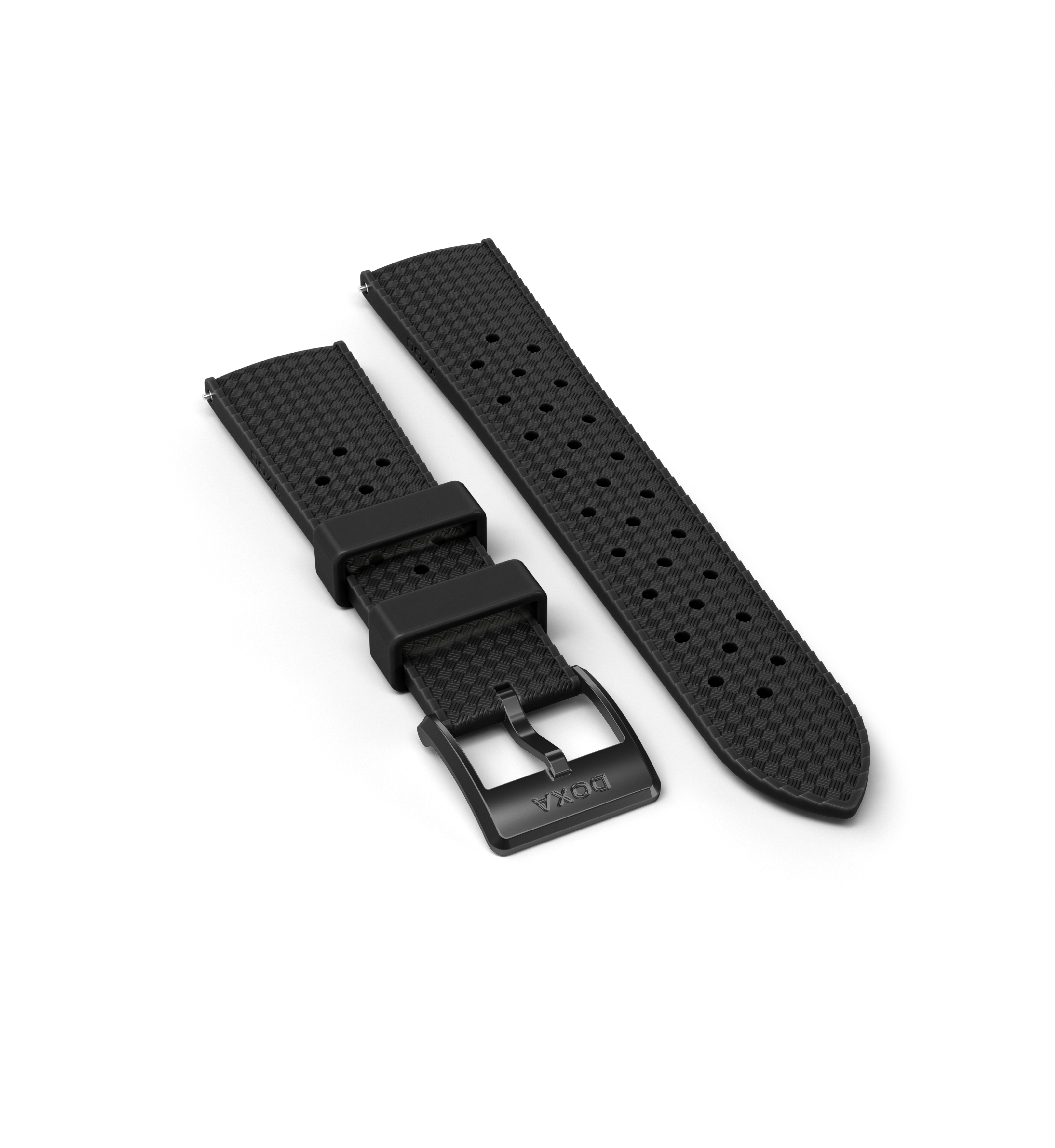 Rubber Dive flex strap with DLC pin buckle, Black
