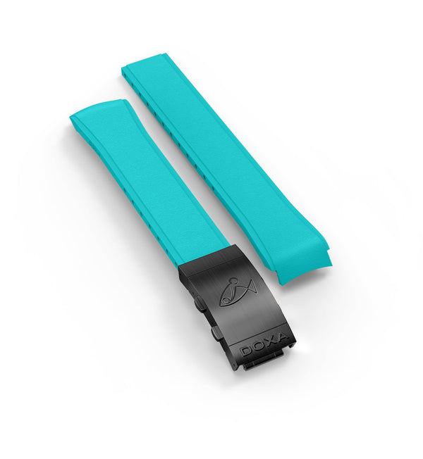 Rubber strap with folding clasp, Turquoise